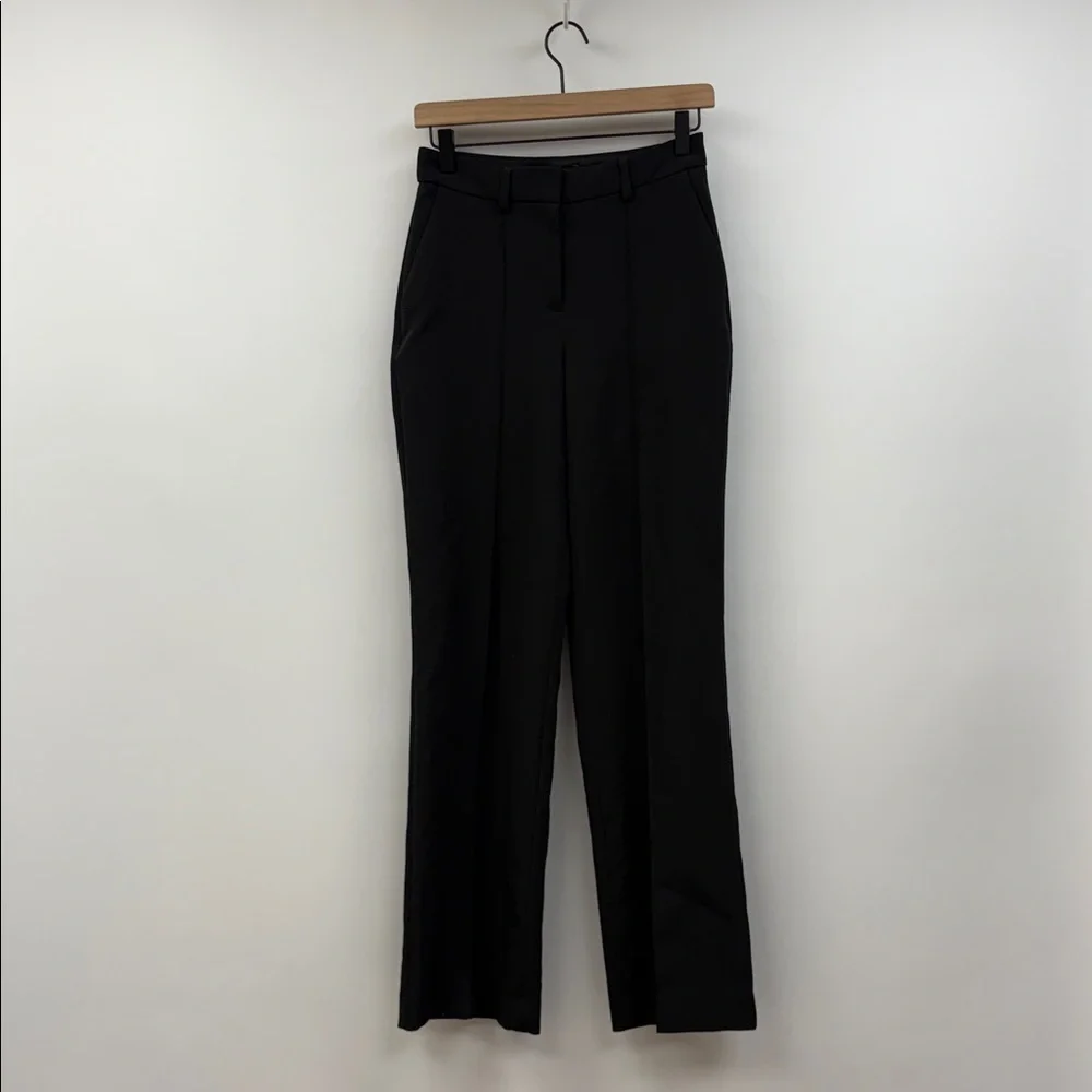 Express High Rise Trouser Crepe Relaxed Boot Pant Minimalist Career Black 0 - Picture 3 of 10